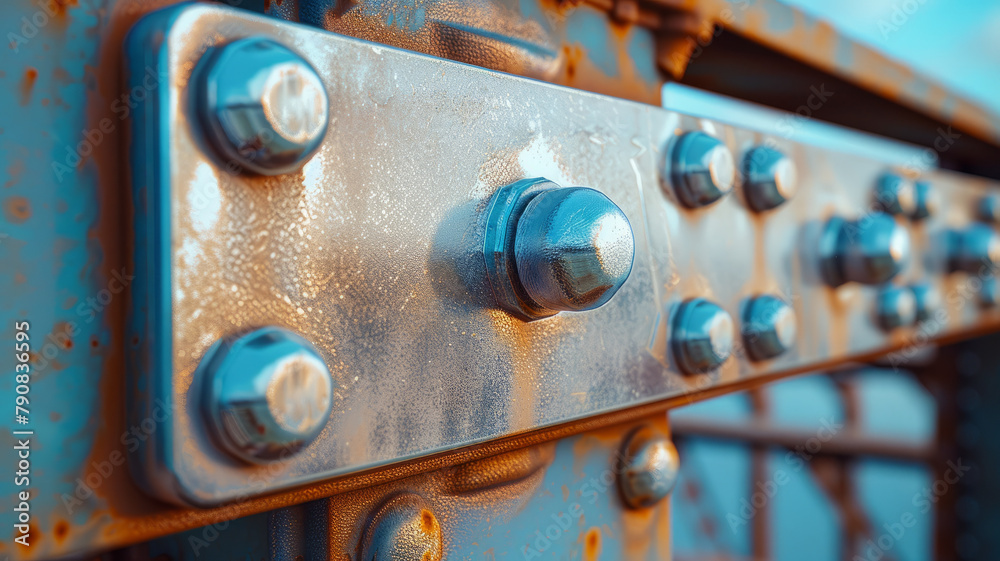 Close-up of a bolt on metal surface