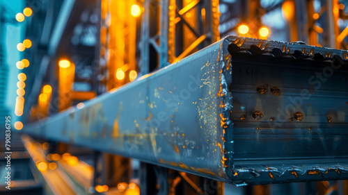 Steel beam close-up in industrial setting