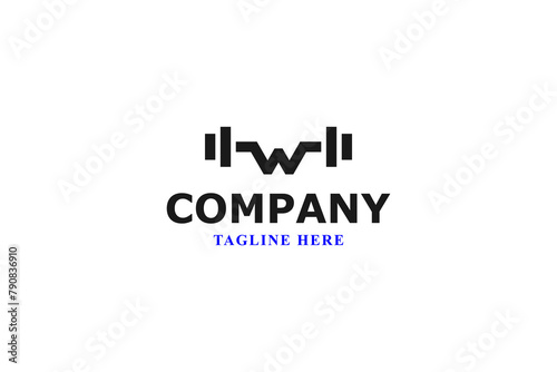letter w dumbell modern minimal logo