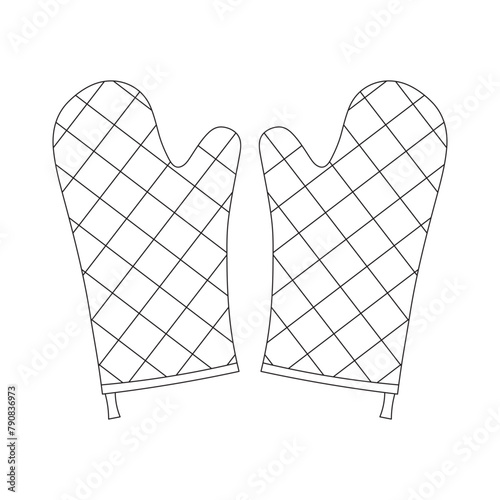 Hand drawn cartoon Vector illustration oven mitts icon Isolated on White