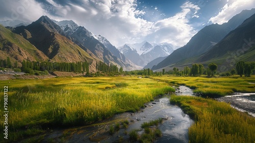 landscape with lake and mountains