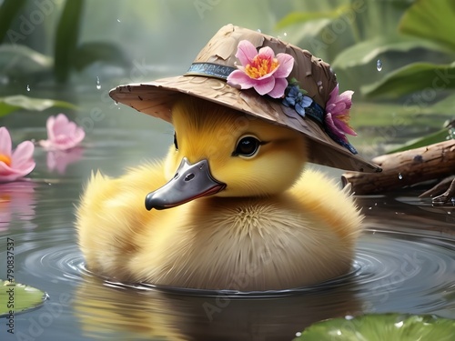 Very beautiful duckling with a very pretty hat