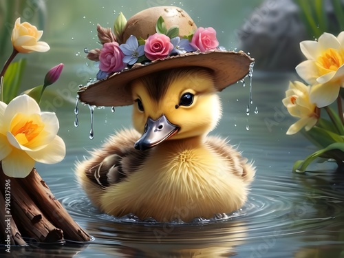 Very beautiful duckling with a very pretty hat