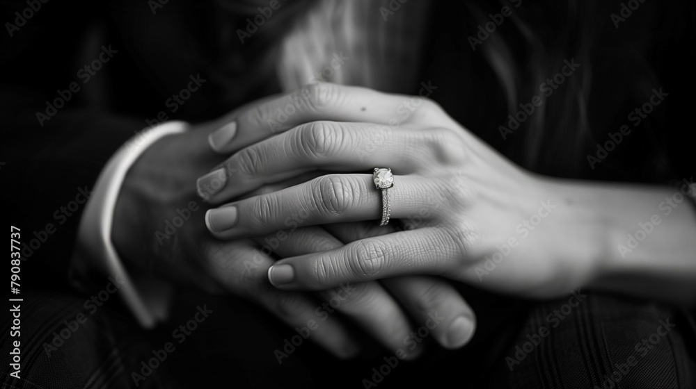 Symbol of Love: Black and White Couple's Hands, generative ai Symbol of Love: Black and White Couple's Hands, generative ai