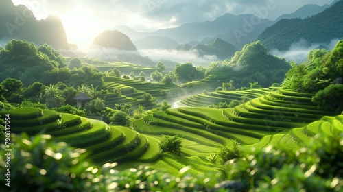 Harmony of Nature  Geometric Rice Fields  generative ai