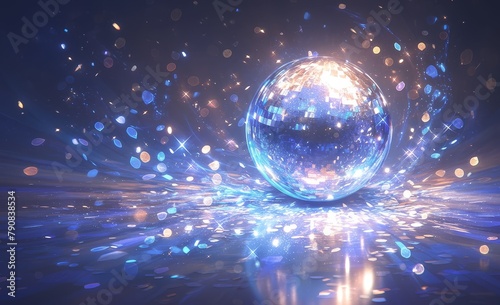 Disco ball with colorful reflections on a dance floor  symbolizing the lively and energetic atmosphere