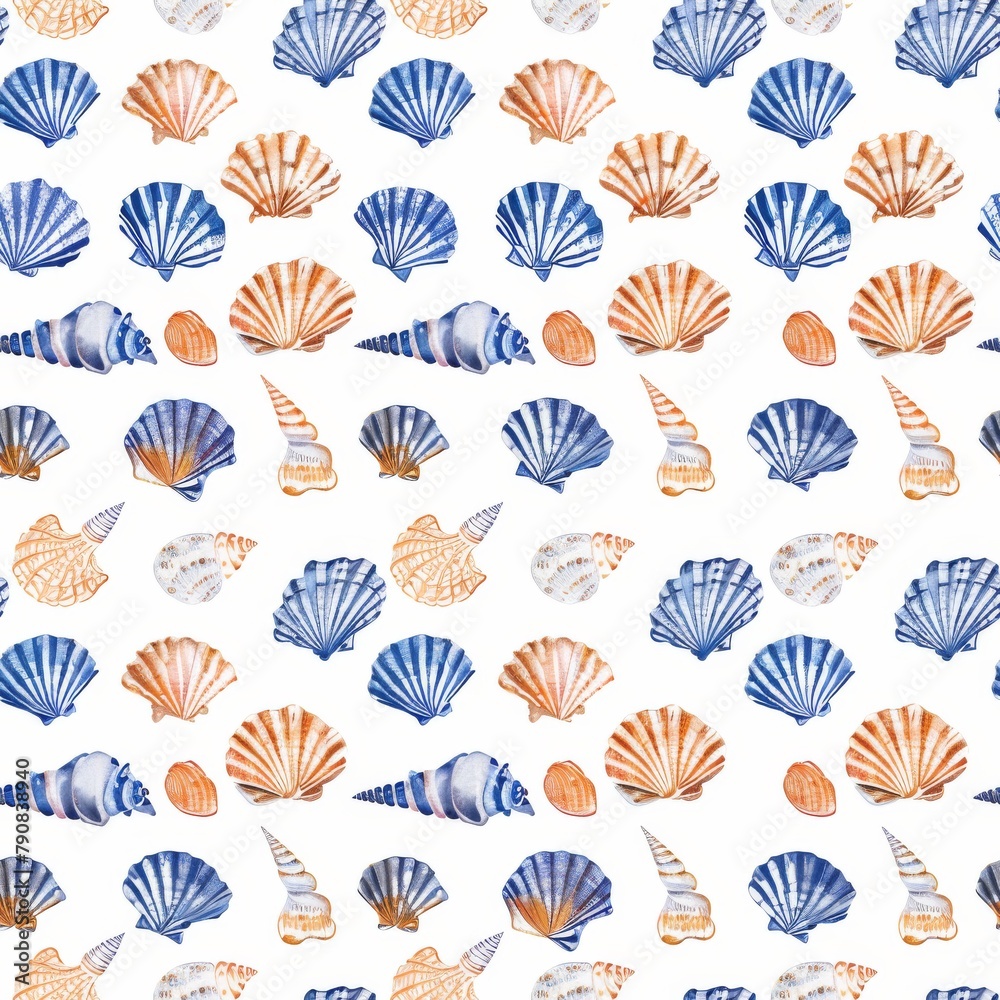 Seashell Pattern on White Background