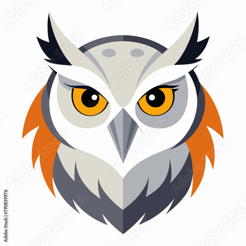 Fototapeta Naklejka Na Ścianę i Meble -  Owl Head vector illustration. Owl head Logo design concept isolated on a white background. colorful friendly Owl logotype Vector Illustration