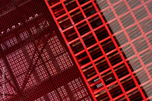 red detail of architecture abstract background