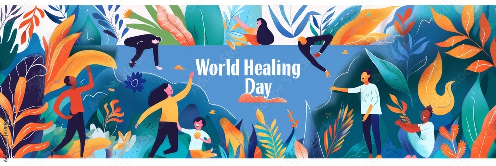 illustration with text to commemorate World Healing day illustration with text to commemorate World Healing day