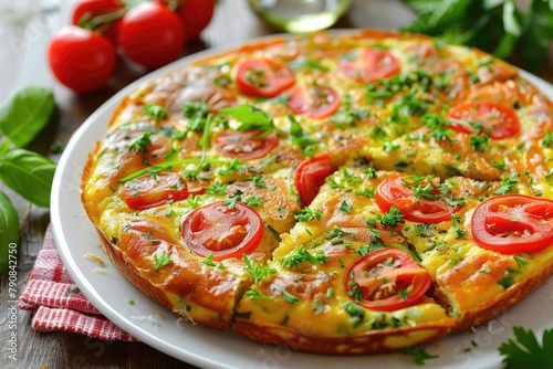 Delicious Baked Frittata with Cheese, Tomatoes, and Vegetables - A Flavorful Italian Dish for Dinner Meals
