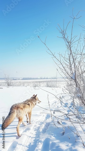 A lone wolf traversing a snowcovered wilderness  resilience and beauty in solitude  169