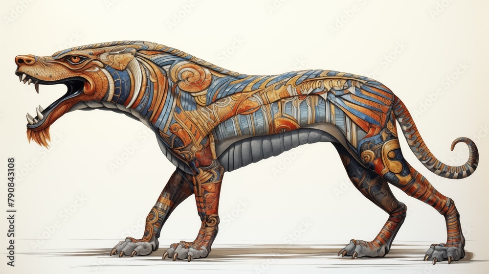 Fototapeta premium Illustration of Ammit on a White Background