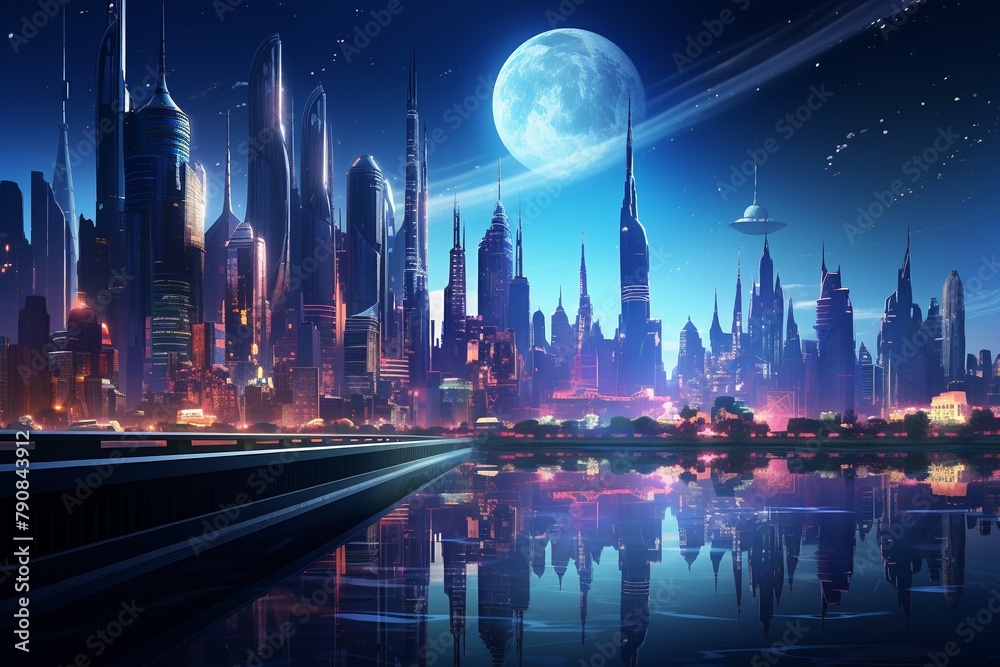 A 3D rendered scene of a vibrant futuristic cityscape, glowing with neon lights and imaginative architecture, perfect for desktop wallpapers ,ultra HD,digital photography