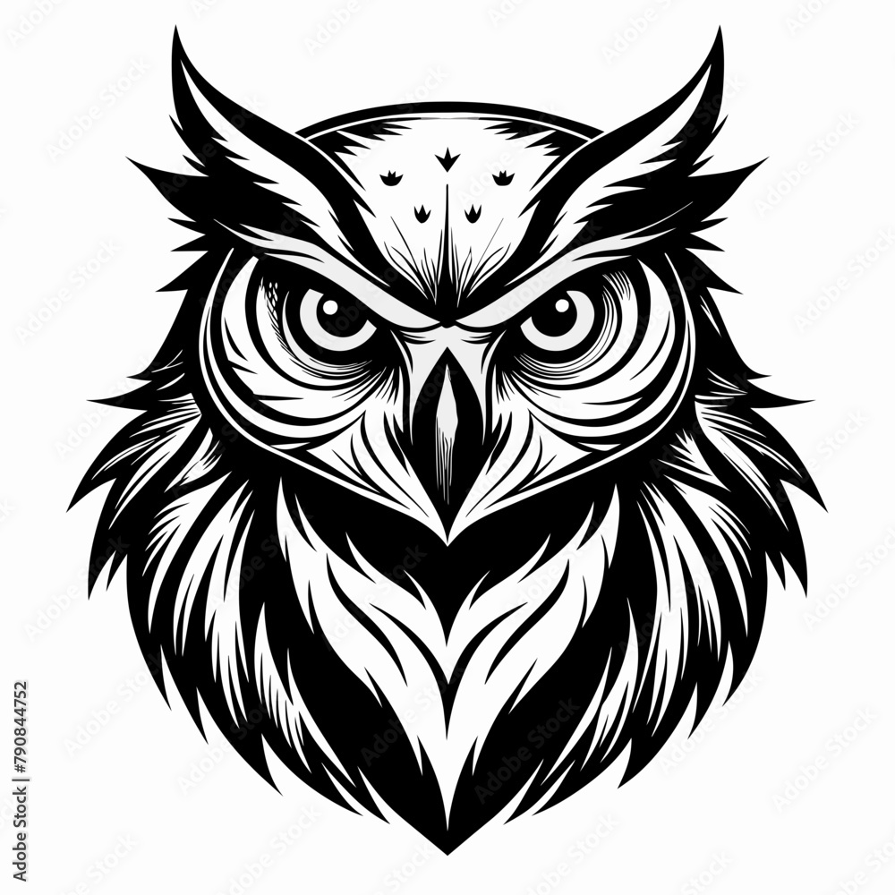 Owl vector silhouette. Owl vector illustration isolated white background
