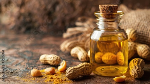 Golden Goober: Exploring the Benefits of Peanut Oil for Cooking and Health, Aromatic Nutty Flavor for Your Meals, Cork-Top Bottle