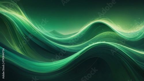 Dynamic energy, Abstract background featuring pulsating waves in shades of green.