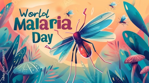 illustration with text to commemorate World Malaria Day photo