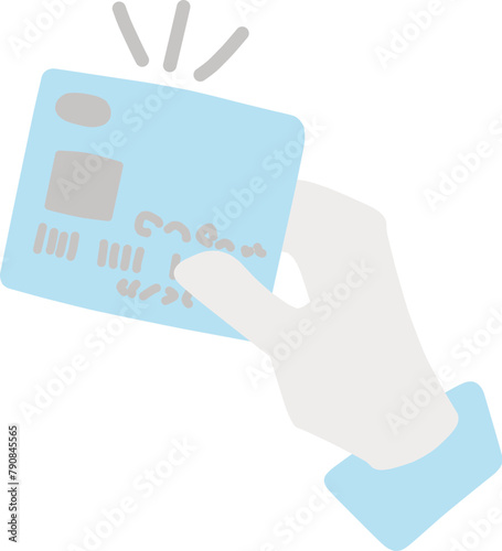 手に持ったクレジットカードを提示しているイラスト