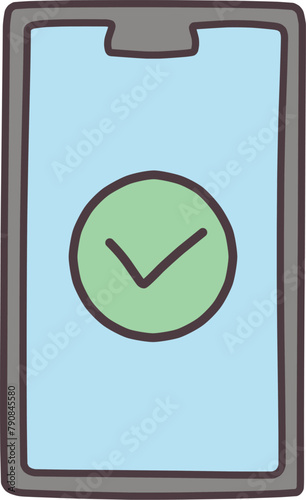チェックマークがスマホの画面に表示されているシンプルなイラスト