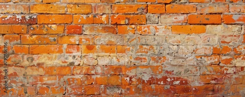 texture of an aged brick wall with flaking orange paint, symbolizing decay and the passage of time