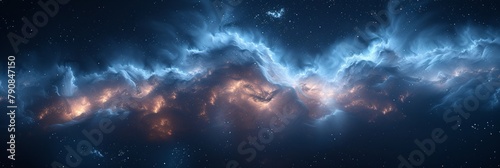 Bright illustration of outer space with stars and nebula, night sky