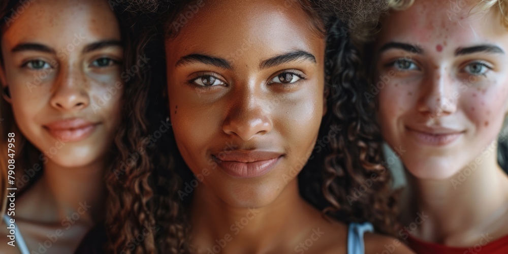 Obraz premium Split Screen Collage of Smiling Multiracial Students: A Lifestyle Concept with a Diverse Group of Women and Men in Business and Fashion Styles on the Street
