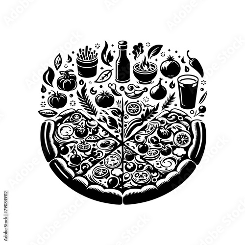 Pizza Silhouette Illustration: Easy Graphic Enhancement - Minimallest Pizza Vector
