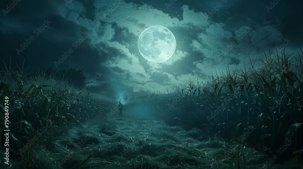 Moonlit Cornfield Textures, generative ai Moonlit Cornfield Textures, generative ai