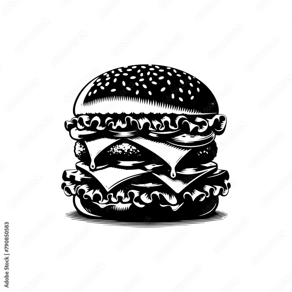 Hamburger Silhouette Icon: Simple Graphic Solution - Minimallest Hamburger Vector
