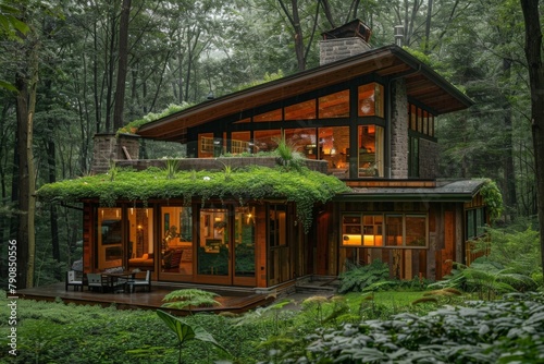 Eco-Friendly House in Forest with Natural Features

