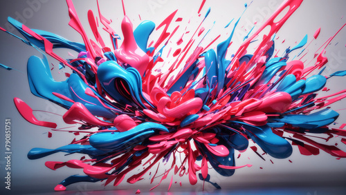 an electrifying abstract composition where neon pink and electric blue intersect, creating a dynamic clash of energy