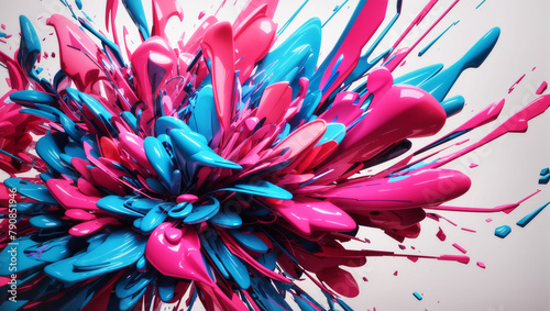 an electrifying abstract composition where neon pink and electric blue intersect, creating a dynamic clash of energy photo