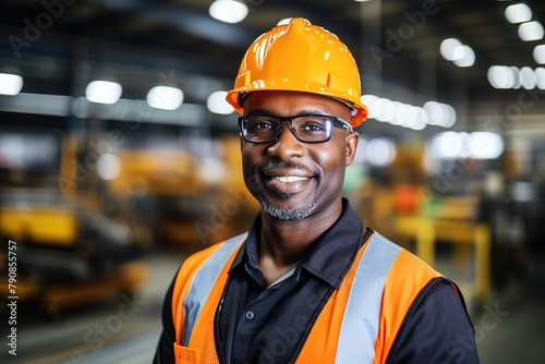 Worker in a work environment. African-American worker