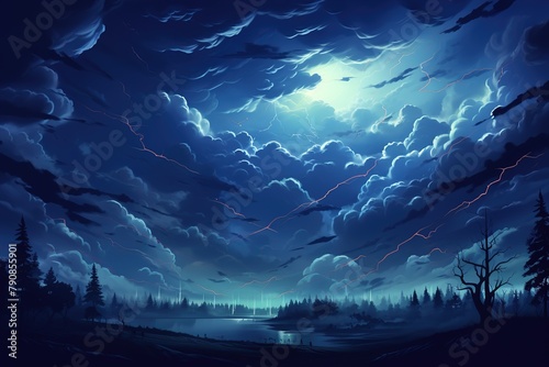 Thunderstorm clouds weather illustration