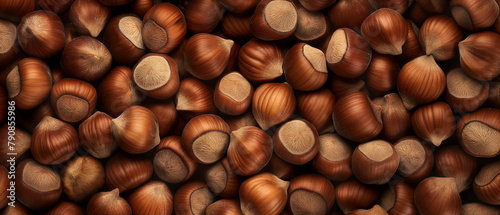 Close-Up Texture of Hazelnuts in Full Frame. Copy space. Generative AI 