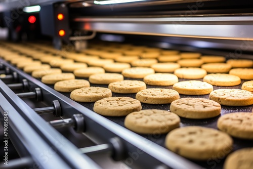 Food production process in a plant. Manufacturing cookies