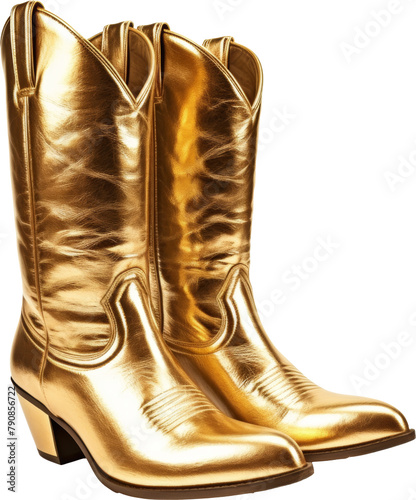 golden boots,boots made of gold isolated on white or transparent background,transparency  photo