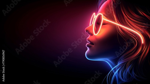 Synthwave portrait of a woman wearing glasses