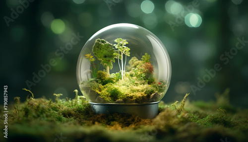 A glass ball with a forest inside it