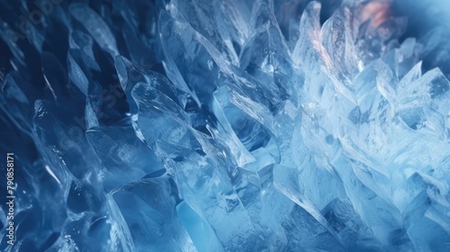 Blue ice background. AI generated.