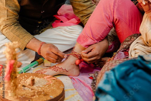 traditional Indian wedding puja ritual  photo
