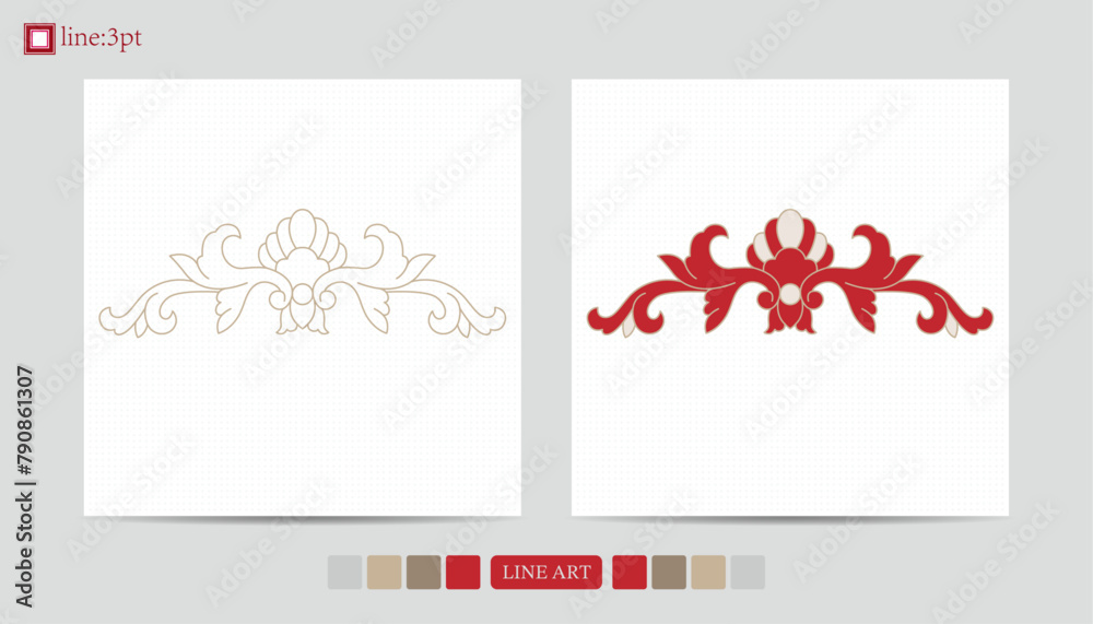 Luxury festive Chinese oriental traditional culture premium classical decoration red gold line art design vector illustration. Covers, greeting cards, logos, packaging, posters, backgrounds Luxury festive Chinese oriental traditional culture premium classical decoration red gold line art design vector illustration. Covers, greeting cards, logos, packaging, posters, backgrounds