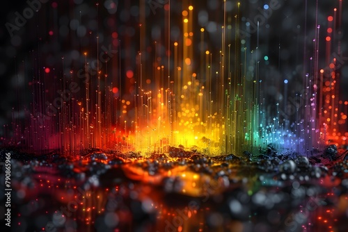 Rainbow Colored Background With Rain Drops. Generative AI