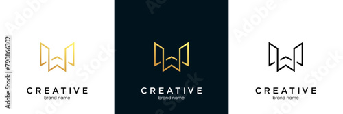 Unique modern geometric creative elegant letter W logo template. Vector icon.