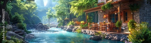 Wallpaper Mural A beautiful river with a house on the bank Torontodigital.ca