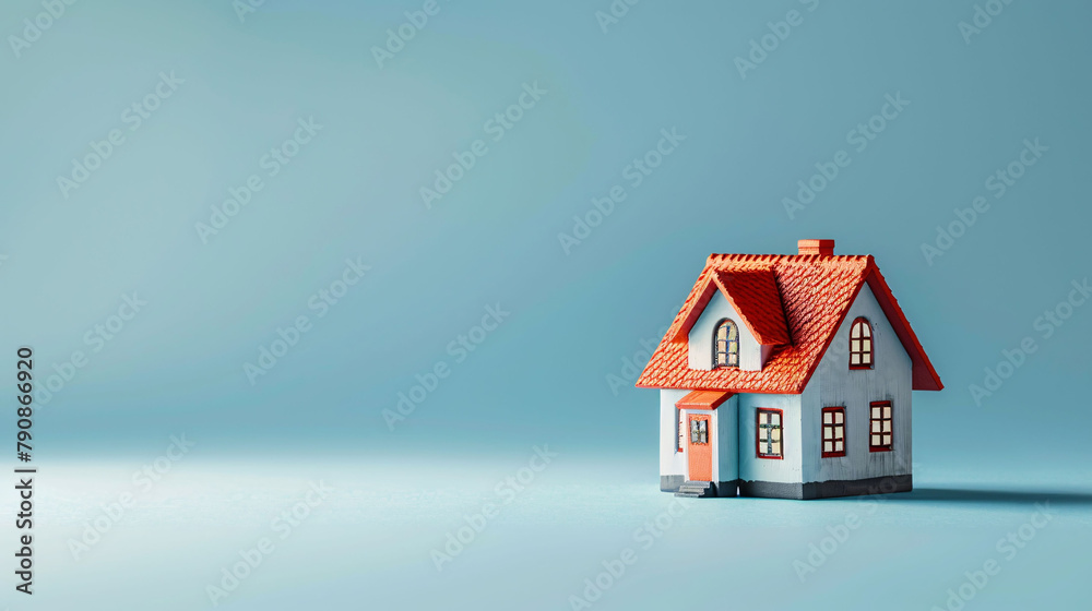 Cartoon model house 3D rendering, real estate finance commercial residential concept illustration Cartoon model house 3D rendering, real estate finance commercial residential concept illustration