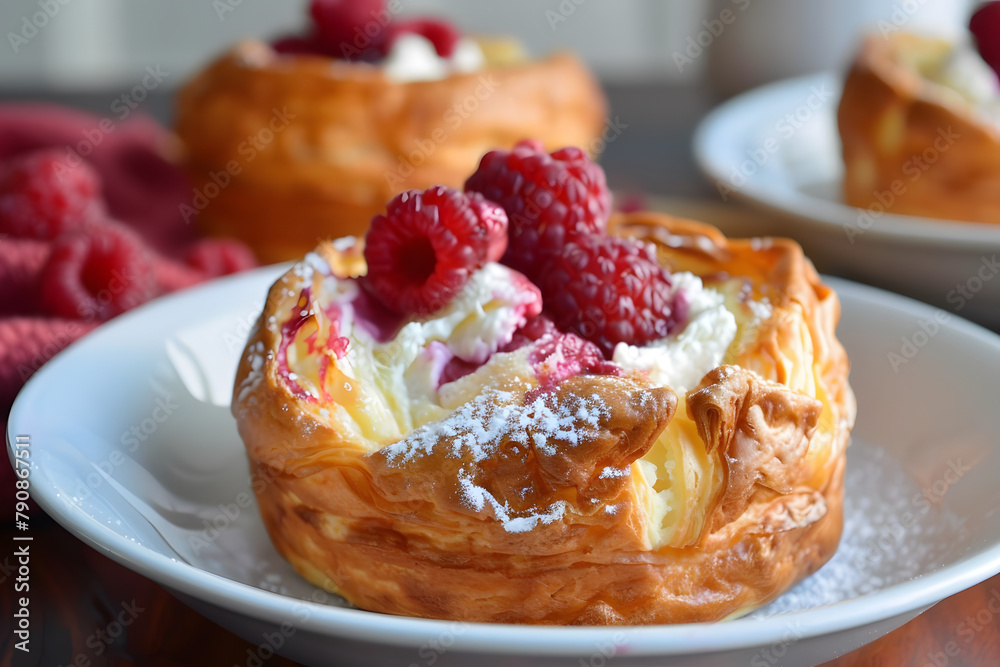 Raspberry popover, delicious gourmet homemade food Raspberry popover, delicious gourmet homemade food