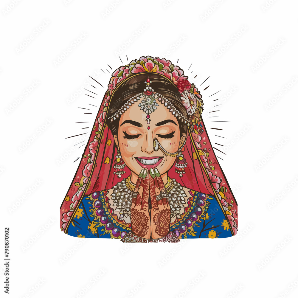 Fototapeta premium A cartoon of a man and woman dressed in traditional indian clothing