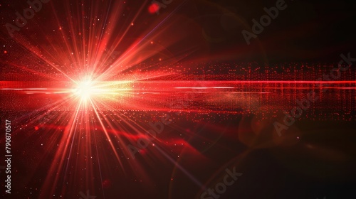 abstract red of lighting for background. digital lens flare in dark background